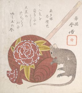 Hammer von Daikoku, einer der Götter des Glücks, und eine Ratte von Gakutei