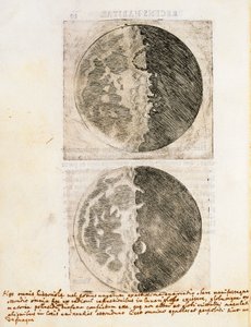 Sidereus Nuncius (Sternenbote) mit Zeichnungen der Phasen und der Oberfläche des Mondes