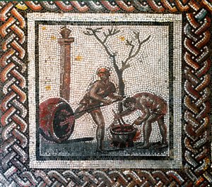 Krug-Töpferszene. (Mosaik, Ende 2. Anfang 3. Jahrhundert) von Gallo Roman