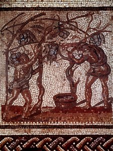 Gallorömische Kunst: Herbst: Apfelernte und Ernte (Mosaikpflaster) von Gallo Roman Gallo Roman