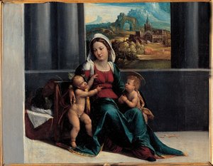 Madonna mit dem Kind und St. Johannes von Garofalos workshop