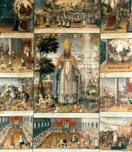 Altarbild des Lebens von Sankt Nikolaus von Myra oder Bari (270-345) von Gaspar Miguel de Berrio