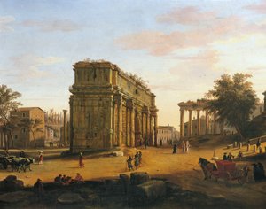 Bogen des Septimius Severus in Rom (Detail) von Gaspar van Wittel