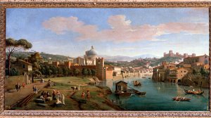 Ansicht von Verona und den Ufern des Flusses Adige - Gemälde, Ende des 17.-18. Jahrhunderts von Gaspar van Wittel