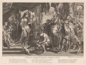 Thomiris taucht den Kopf von Cyrus in eine Schale mit Blut von Gaspard Duchange (attributed to)