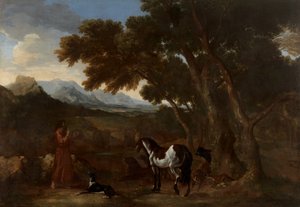 Landschaft mit einem Einsiedler, der Tieren predigt, 1637 - 1638 von Gaspard Dughet