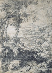 Landschaft mit Elia und dem Engel auf dem Berg Horeb von Gaspard Dughet