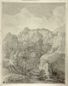 Berglandschaft mit zwei Figuren im Vordergrund von Gaspard Dughet