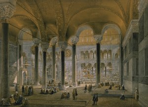 Hagia Sophia, Tafel 6: das nördliche Schiff, graviert von Louis Haghe, veröffentlicht 1852 von Gaspard Fossati