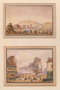 Angriff auf Clos Saint-Lazare im Juni 1848 und der Angriff auf die Barrikade am Eingang des Faubourg Saint-Antoine mit dem Tod von General Francois de Negrier, 25. Juni 1848