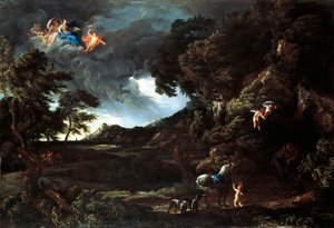 Landschaft mit der Vereinigung von Dido und Aeneas, ca. 1664-48