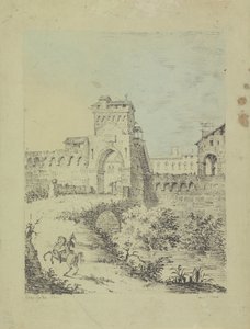 Landschaft mit Stadtmauer