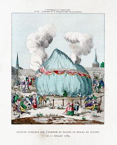 Satirische Gravur über das Feuer des Ballons von Miolan und Janinet 1784 1887 von Gaston Tissandier