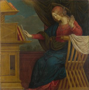 Die Jungfrau Maria, Tafel von einem Altarbild: Die Verkündigung, vor 1511 von Gaudenzio Ferrari