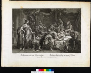 Andromache beklagt den Tod Hektors, graviert von Domenico Cunego, 1764 von Gavin after Hamilton