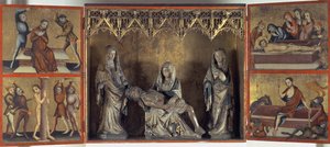 Altarbild, das die Beweinung und die Passion Christi darstellt (Altar der Heiligen Elisabeth von Thüringen), um 1410 von Gdansk School