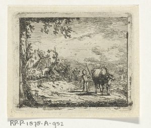 Landschaft mit Putto und Kuh von Geerlig Grijpmoed