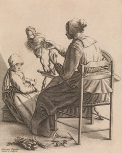 Eine Frau beim Spinnen, Tafel 4 aus Fünf weibliche Tätigkeiten, ca. 1640-57 von Geertruydt Roghman