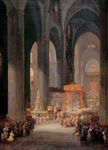 Die Fronleichnamsprozession in der Kathedrale von Sevilla von Genaro Pérez Villaamil