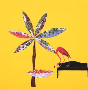 Flamingo mit Orangen von Genevieve French