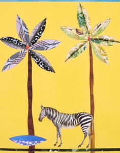 Zebra mit blauer Schale von Genevieve French