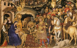 Anbetung der Könige (Detail) von Gentile da Fabriano
