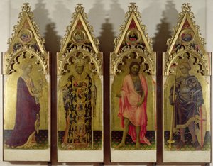 Vier Heilige aus dem Quaratesi-Polyptychon: Maria Magdalena, St. Nikolaus, St. Johannes der Täufer und St. Georg, 1425 (Tempera auf Holz)