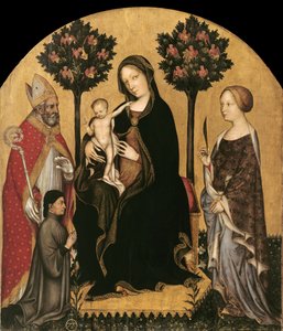Maria auf dem Thron mit dem Kind, Heiligen und einem Stifter