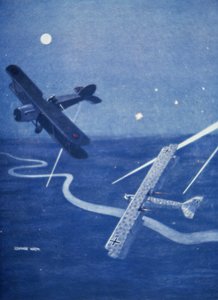 Bristol-Kämpfer greift deutschen Gotha-Bomber über London bei Nacht an von Geoffrey Watson