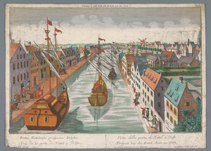 Ansicht eines Kanals in der Nähe des Ketelpoort in Delft von Georg Balthasar Probst