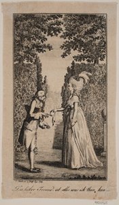 Illustration mit Dame und Herr in einem Park von Georg Christian Schule