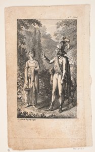 Illustration mit Herr und Dame in Landschaft