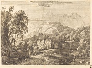 Landschaft mit Kreuz und Figuren von Georg Eisenmann