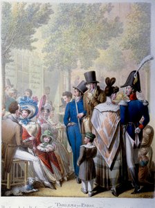Boulevard des Italians, das Café Hardy in Paris im 19. Jahrhundert. Lithographie von George Emanuel Opitz (1775-1841)