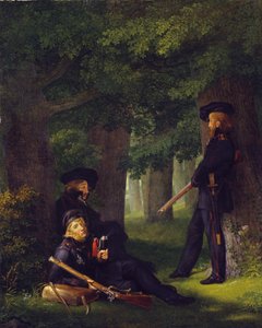 Theodor Körner, Friedrich Friesen und Heinrich Hartmann auf Wache von Georg Friedrich Kersting