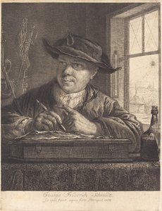 Selbstporträt mit einer Spinne im Fenster von Georg Friedrich Schmidt