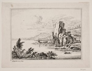 Gebirgslandschaft an einem See von Georg Mathias Fuchs