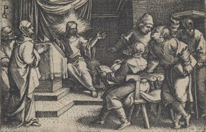Christus mit den Doktoren im Tempel, aus Die Geschichte von Christus, 1534-35 von Georg Pencz