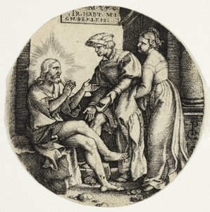 Die Nackten kleiden, aus Die sieben Werke der Barmherzigkeit von Georg Pencz
