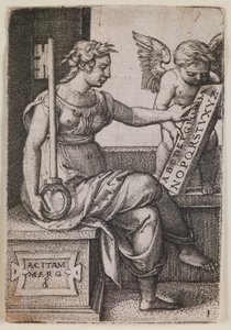 Grammatica, aus der Serie "Die Freien Künste", um 1541 (Gravur) von Georg Pencz