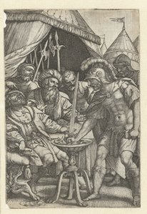 Mucius Scaevola steckt seine rechte Hand ins Feuer (Römische Helden) von Georg Pencz