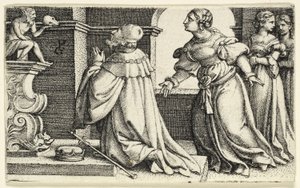 Salomo betet das Idol Moloch an von Georg Pencz