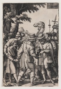Die Geschichte von Joseph, Joseph wird von seinen Brüdern verkauft, erste Hälfte des 16. Jahrhunderts (Gravur) von Georg Pencz