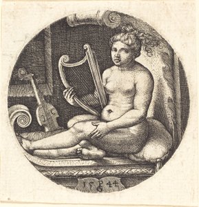 Frau mit einer Harfe von Georg Pencz