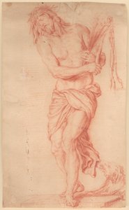 Ecce Homo. Stehender, leidender Christus mit Ruten und Knotenpeitsche sowie Dornenkrone auf dem Kopf von Georg Petel