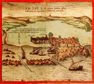 Asilah, Marokko von Georg and Hogenberg Franz (1535 90) Braun