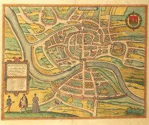 Karte von Bristol aus Civitates Orbis Terrarum von Georg Braun and Hogenberg Franz