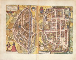Karte von Chateaudun und Chartres, Frankreich, aus Civitates Orbis Terrarum von Georg Braun von Georg Braun and Hogenberg Franz