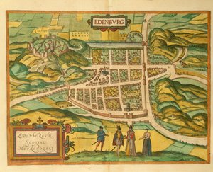 Karte von Edinburgh aus Civitates Orbis Terrarum von Georg Braun von Georg Braun and Hogenberg Franz