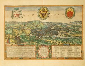 Karte von Lüttich aus Civitates Orbis Terrarum von Georg Braun von Georg Braun and Hogenberg Franz